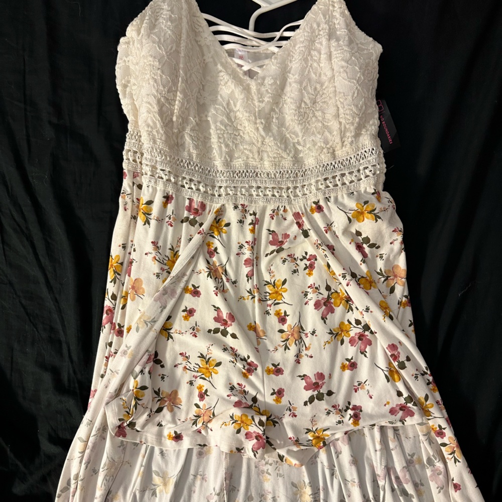 Floral lace walk through dress/jumpsuit